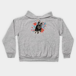 Black Cat in Flowers Kids Hoodie